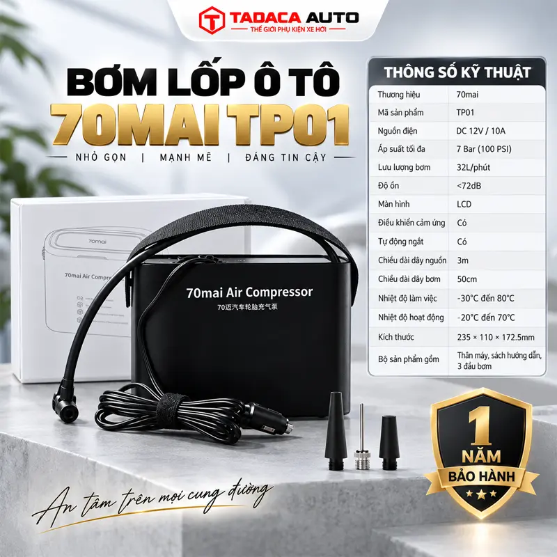 Thông tin sản phẩm bơm lốp ô tô 70Mai TP01 chính hãng