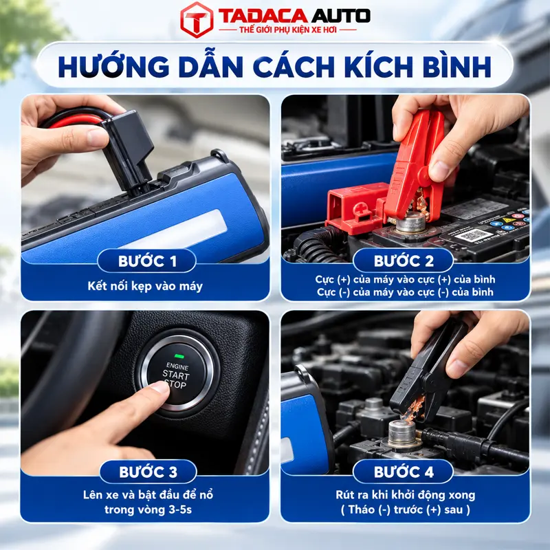 Hướng dẫn kích bình ắc quy ô tô