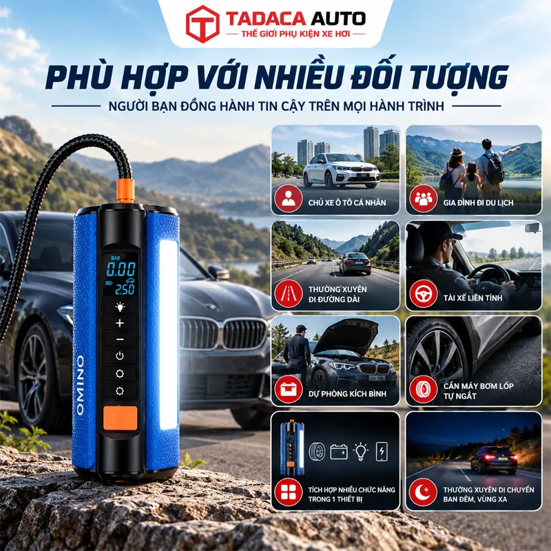 Bơm lốp kiêm kích bình Omino phù hợp với ai?