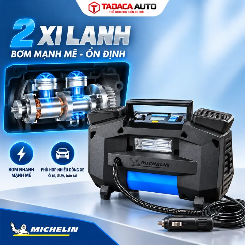 Thiết kế 2 xi lanh cho khả năng bơm mạnh và ổn định