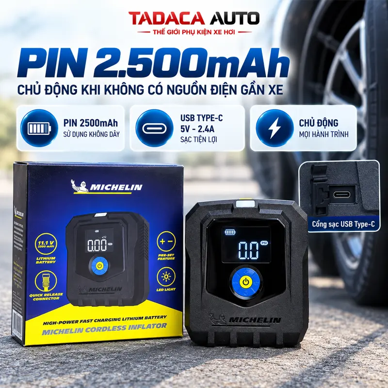 Pin 2.500mAh, chủ động khi không có nguồn điện gần xe