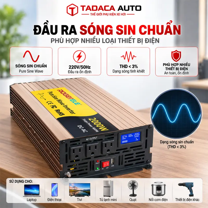Đầu ra sóng sin chuẩn, phù hợp nhiều loại thiết bị điện