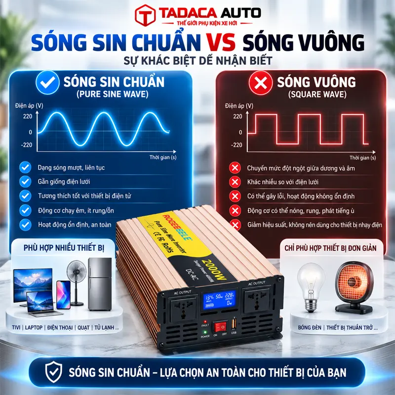 Sự khác biệt giữa sóng sin chuẩn và sóng vuông mà bạn nên biết khi sử dụng