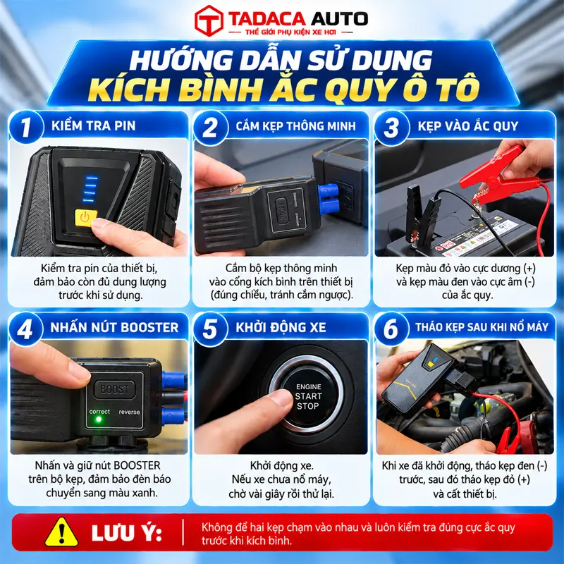 Hướng dẫn sử dụng kích bình ắc quy ô tô Michelin BCJS005-1  