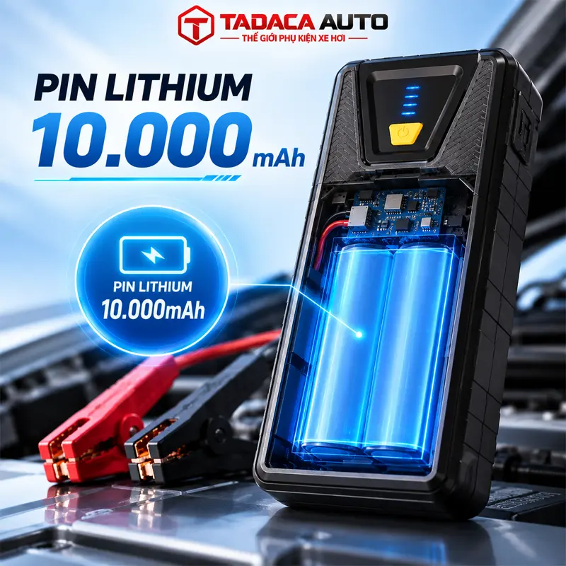 Pin Lithium 10.000mAh, vừa kích bình vừa làm sạc dự phòng 