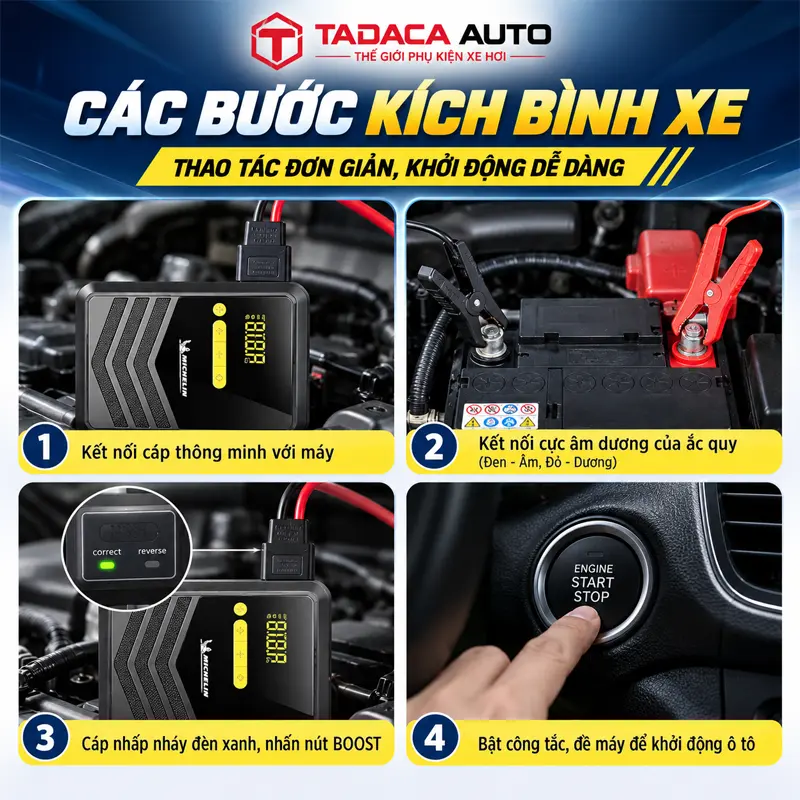 Hướng dẫn kích bình ắc quy ô tô