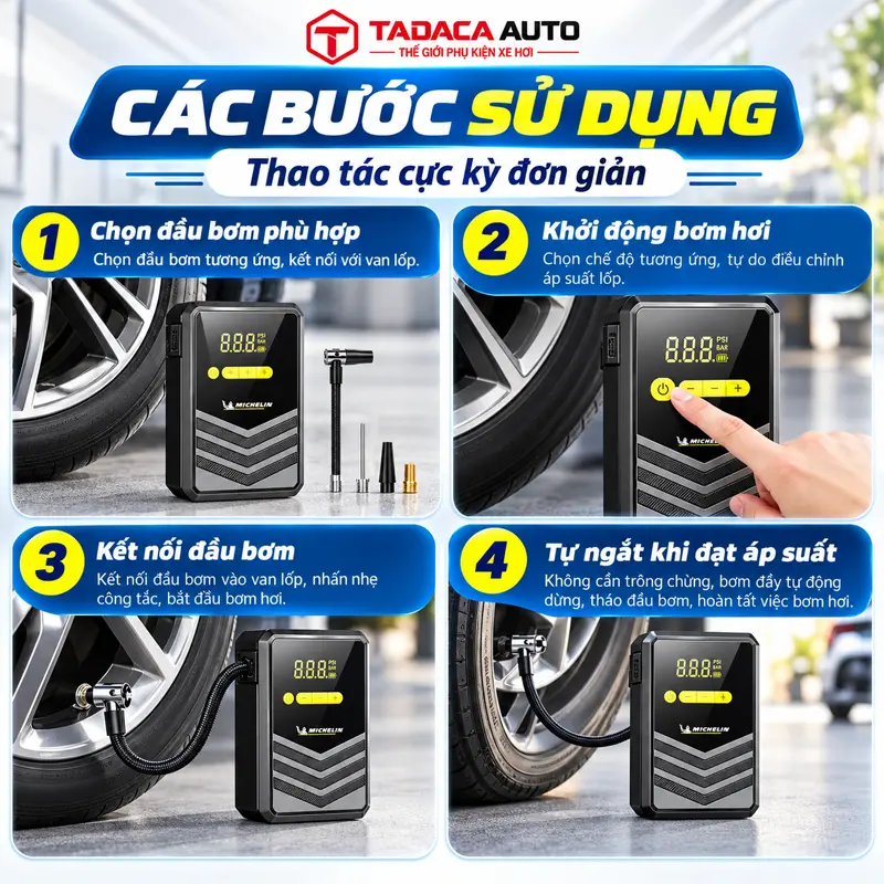 Hướng dẫn bơm lốp ô tô