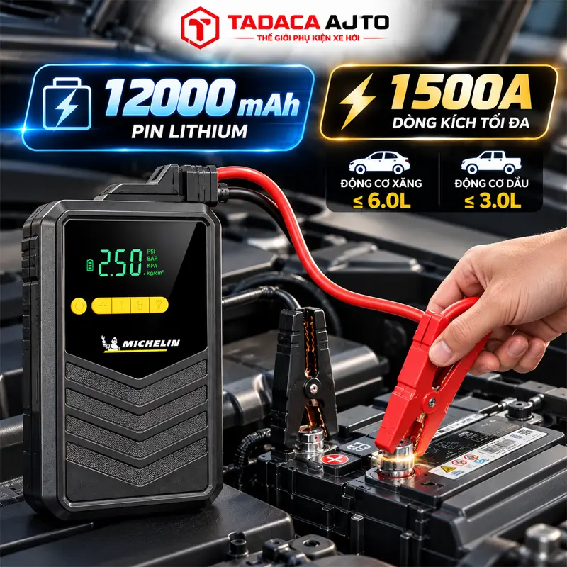 Pin Lithium 12.000mAh và dòng kích tối đa 1.500A  