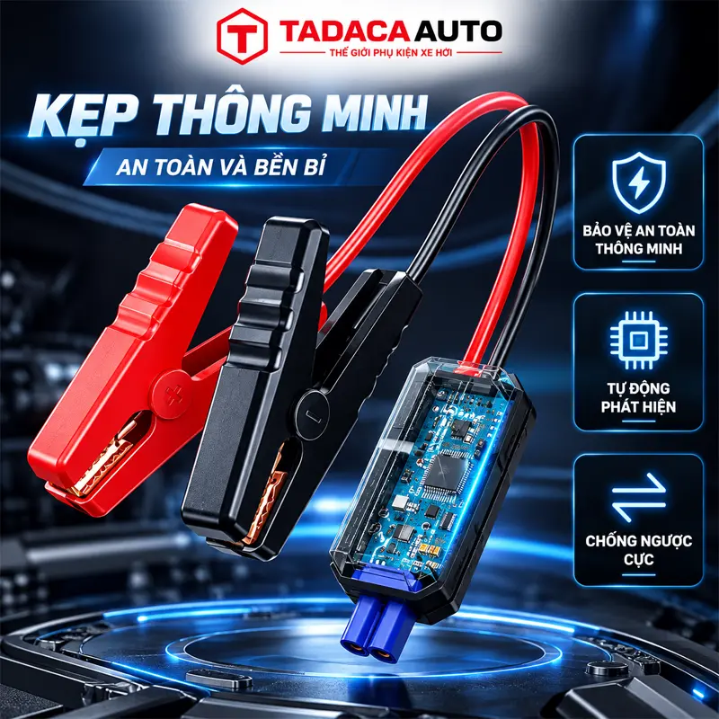 Đầu kẹp bình thông minh, hỗ trợ thao tác kích ắc quy thuận tiện hơn  