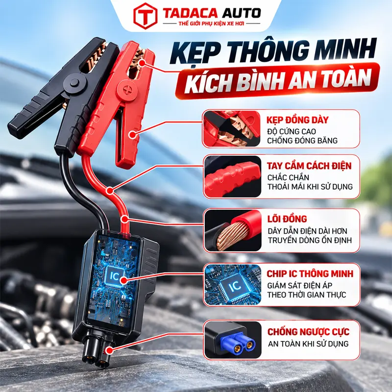 Kẹp bình thông minh, hỗ trợ chống ngược cực an toàn