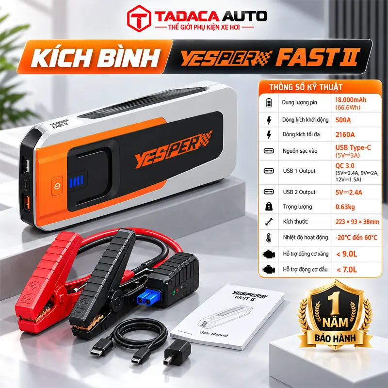 Thông tin sản phẩm kích bình ắc quy Yesper Fast II chính hãng