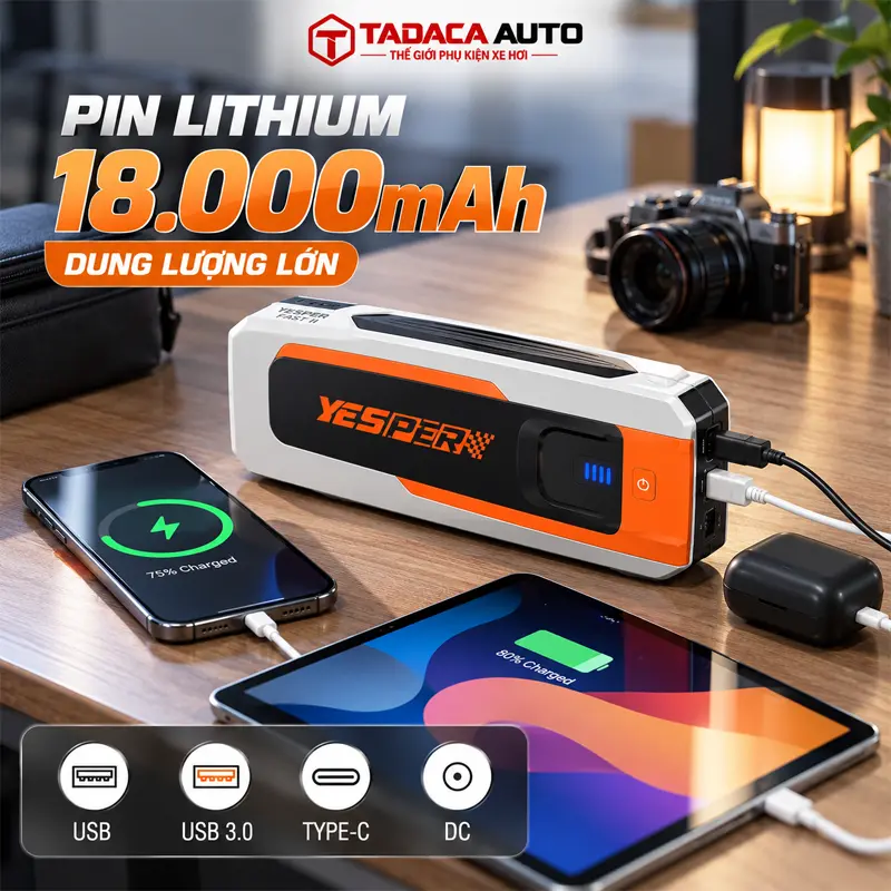 Dòng kích tối đa 2160A – hỗ trợ khởi động mạnh mẽ  