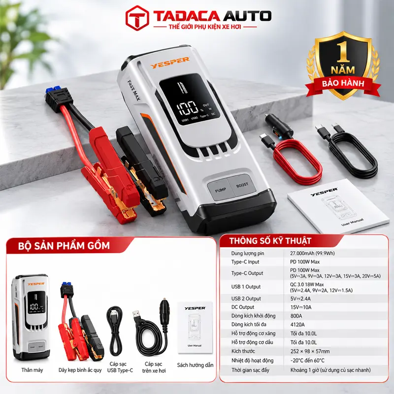 Thông tin sản phẩm kích bình ắc quy Yesper Fast Max 4120A
