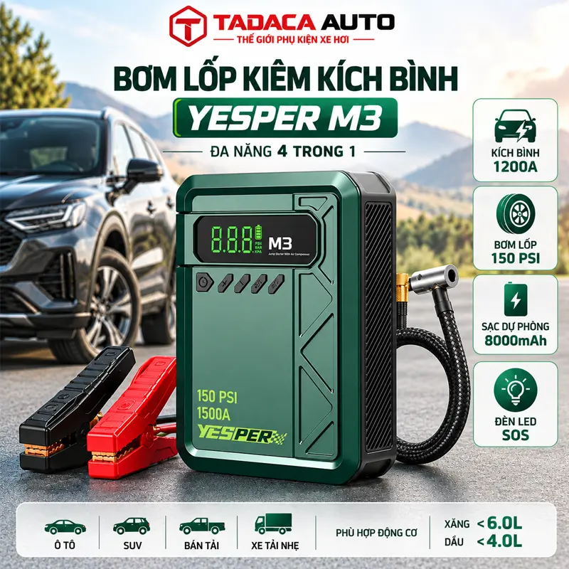 Bơm lốp kiêm kích bình Yesper M3