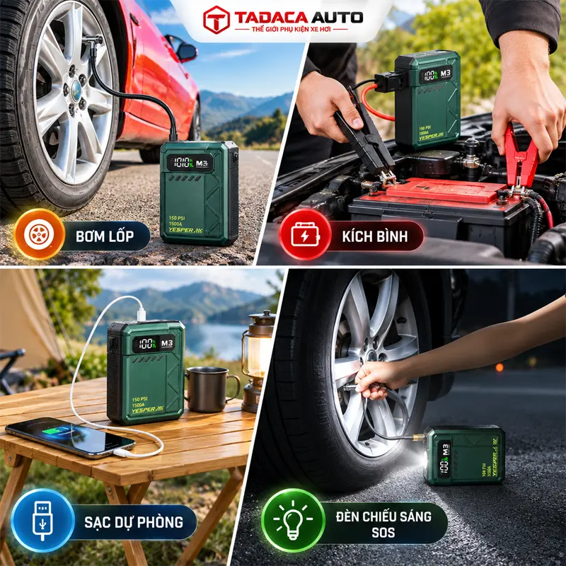Thiết bị đa năng 4 trong 1, tiện lợi khi sử dụng trên ô tô