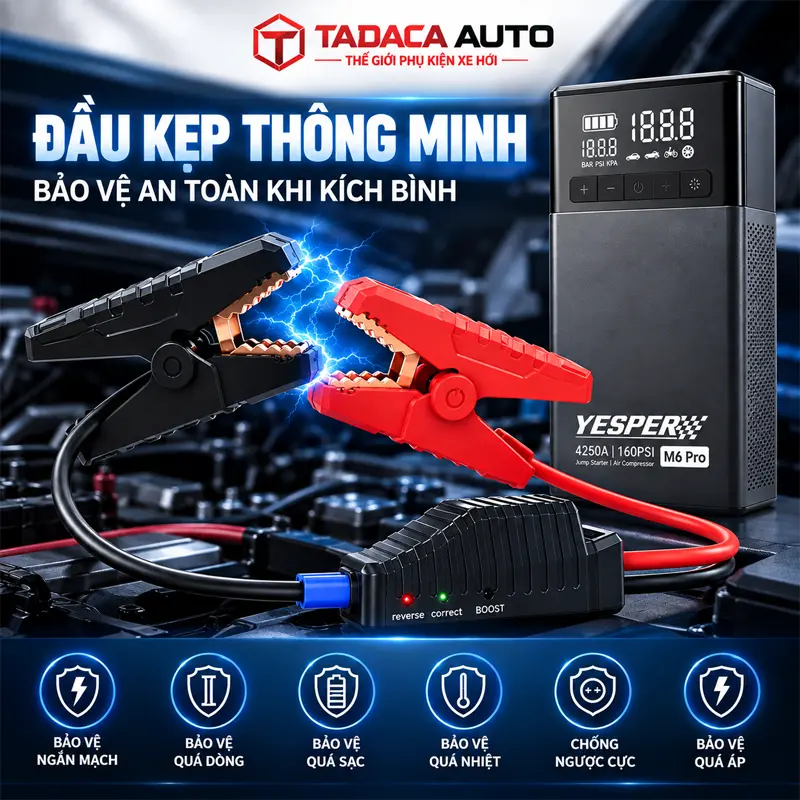 Đầu kẹp thông minh, hỗ trợ bảo vệ khi kích bình  
