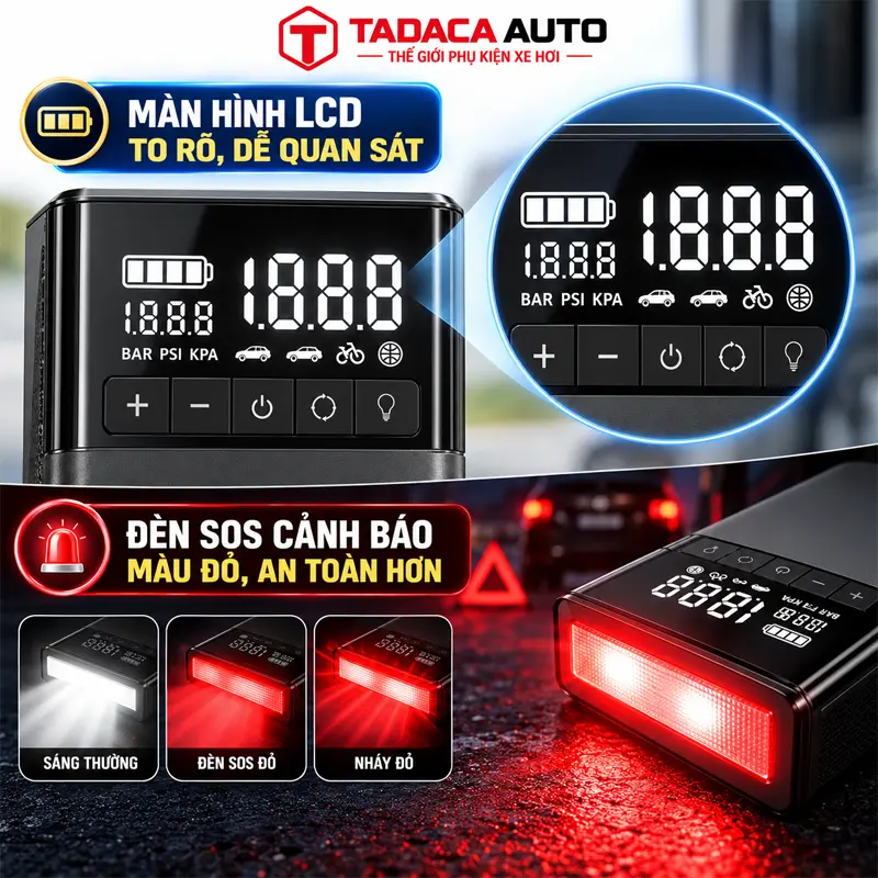 Màn hình LED trực quan, tích hợp đèn chiếu sáng và SOS  