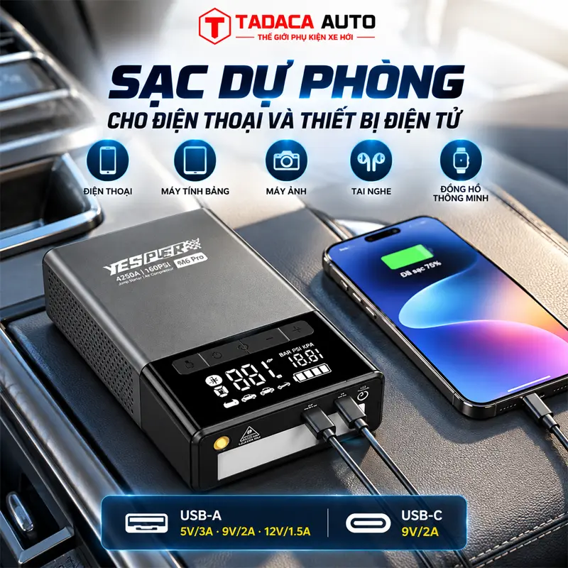 Hỗ trợ sặc điện thoại dự phòng cho điện thoại  
