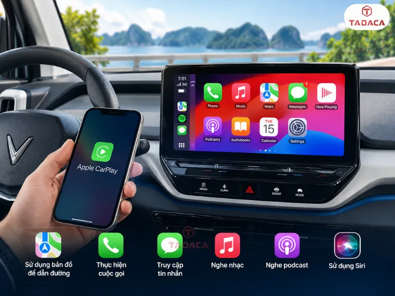 Apple CarPlay trên VF3 sử dụng được những tính năng gì?