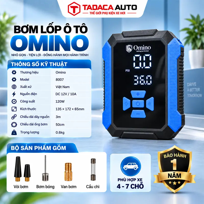 Thông tin sản phẩm bơm lốp ô tô Omino chính hãng