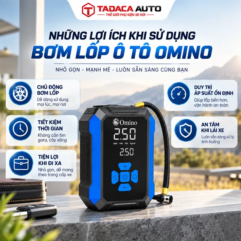 Những lợi ích khi sử dụng bơm Lốp ô tô Omino