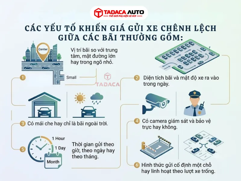 Các yếu tố khiến giá gửi xe chênh lệch giữa các bãi