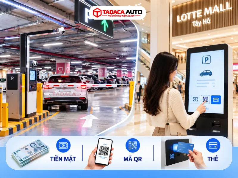 Bãi đỗ xe trong Lotte Mall Tây Hồ