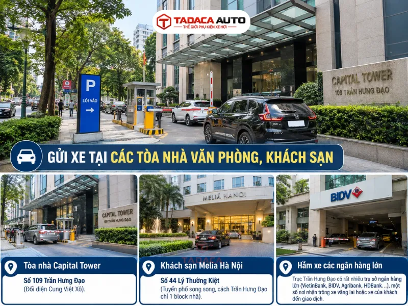 Gửi xe tại các tòa nhà văn phòng, khách sạn quanh Trần Hưng Đạo an toàn cao