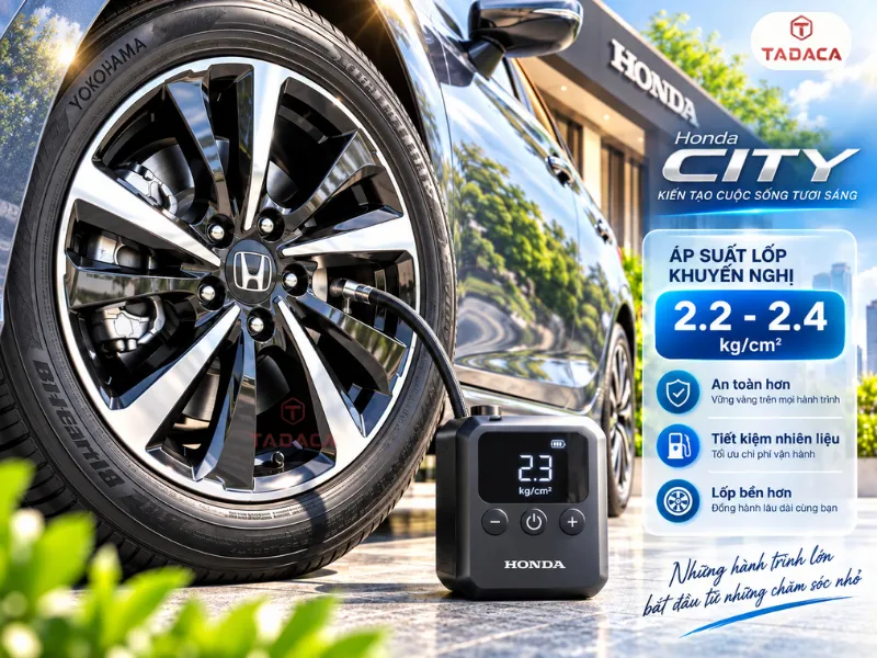 Bánh xe Honda City bơm mấy kg