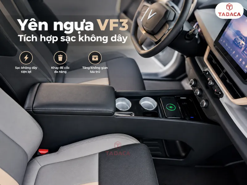 Yên ngựa VF3 tích hợp sạc không dây