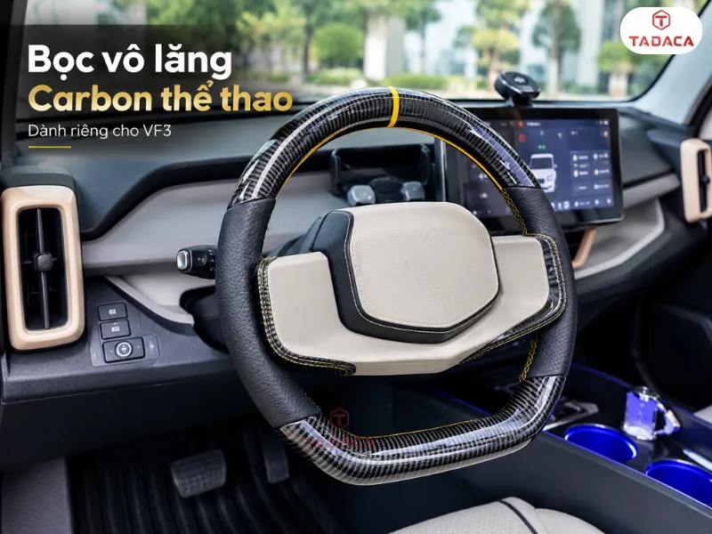 Bọc vô lăng Carbon thể thao cho VF3