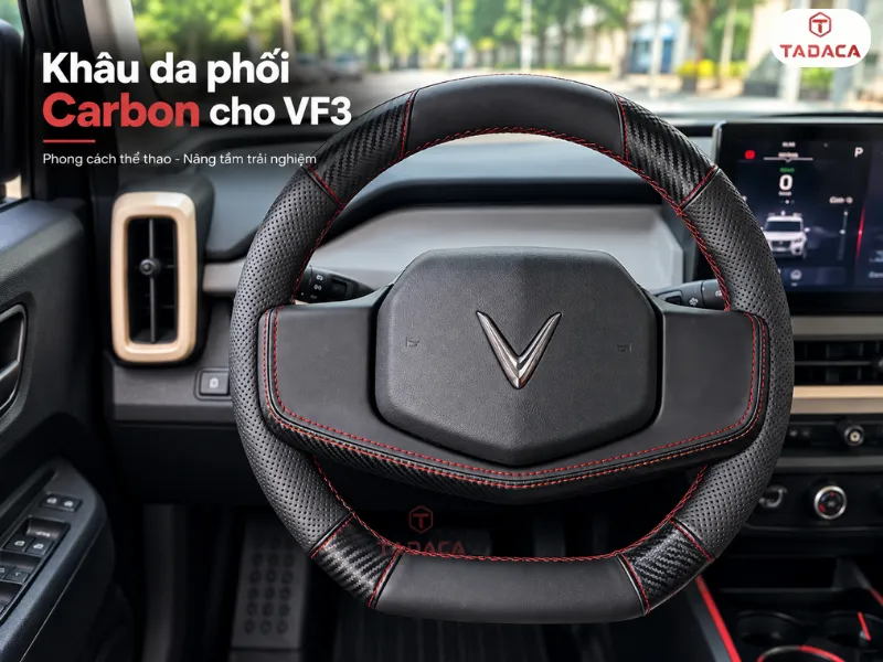 Khâu da phối Carbon cho vô lăng VF3