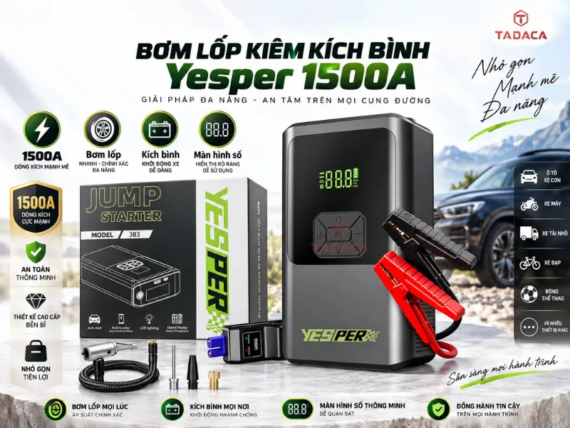 bơm lốp kiêm kích bình Yesper 1500A