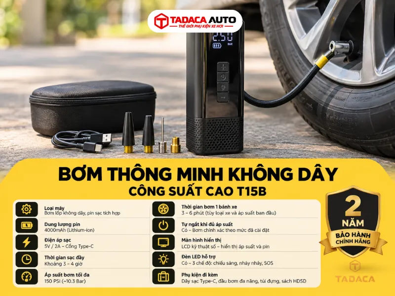 Thông số bơm lốp ô tô không dây Steelmate T15B