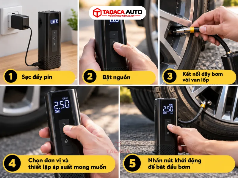 Hướng dẫn sử dụng bơm lốp không dây Steelmate T15B