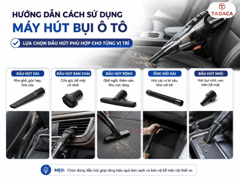 Bước 1: Lựa chọn đầu hút phù hợp cho từng vị trí 