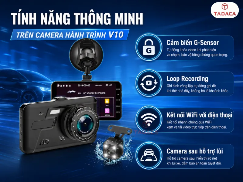 Các tính năng thông minh trên camera hành trình V10