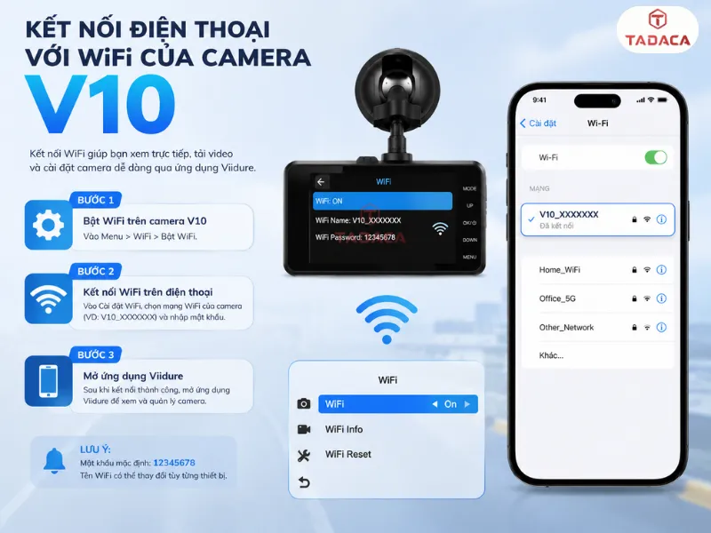 Kết nối điện thoại với WiFi của camera V10
