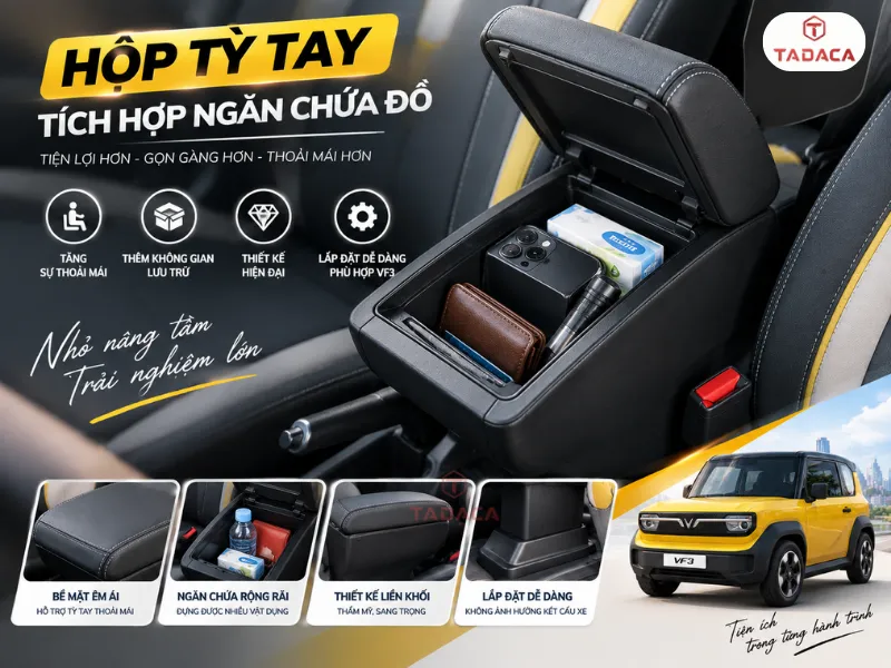 Hộp tỳ tay tích hợp ngăn chứa đồ