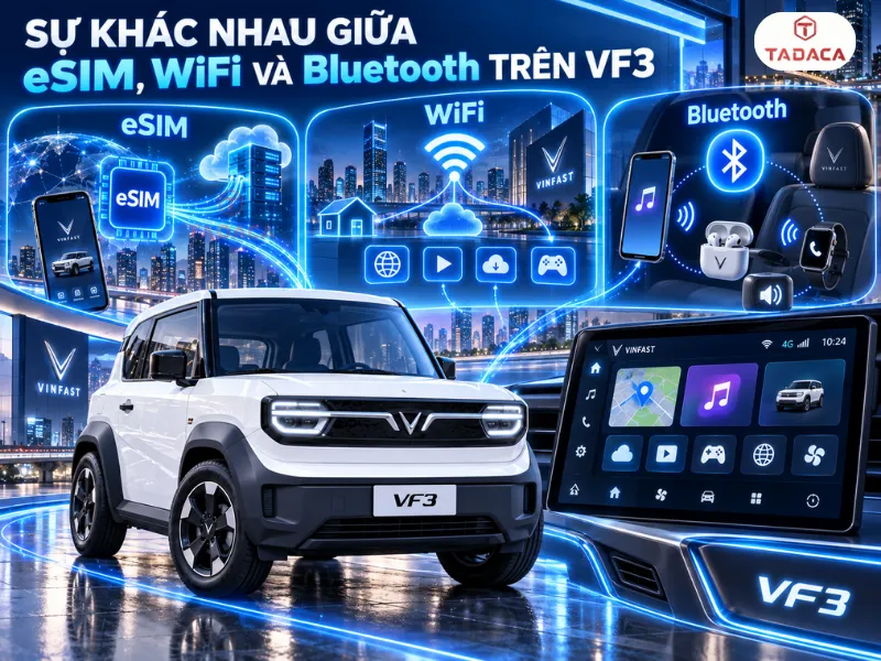 Phân biệt eSIM, WiFi và Bluetooth trên VF3