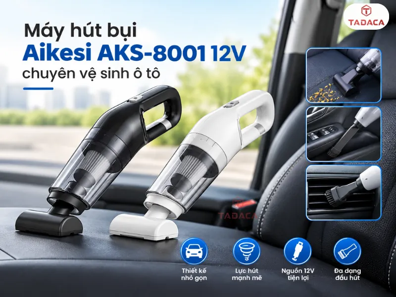 Top 2: Máy hút bụi Aikesi AKS-8001 12V chuyên vệ sinh ô tô
