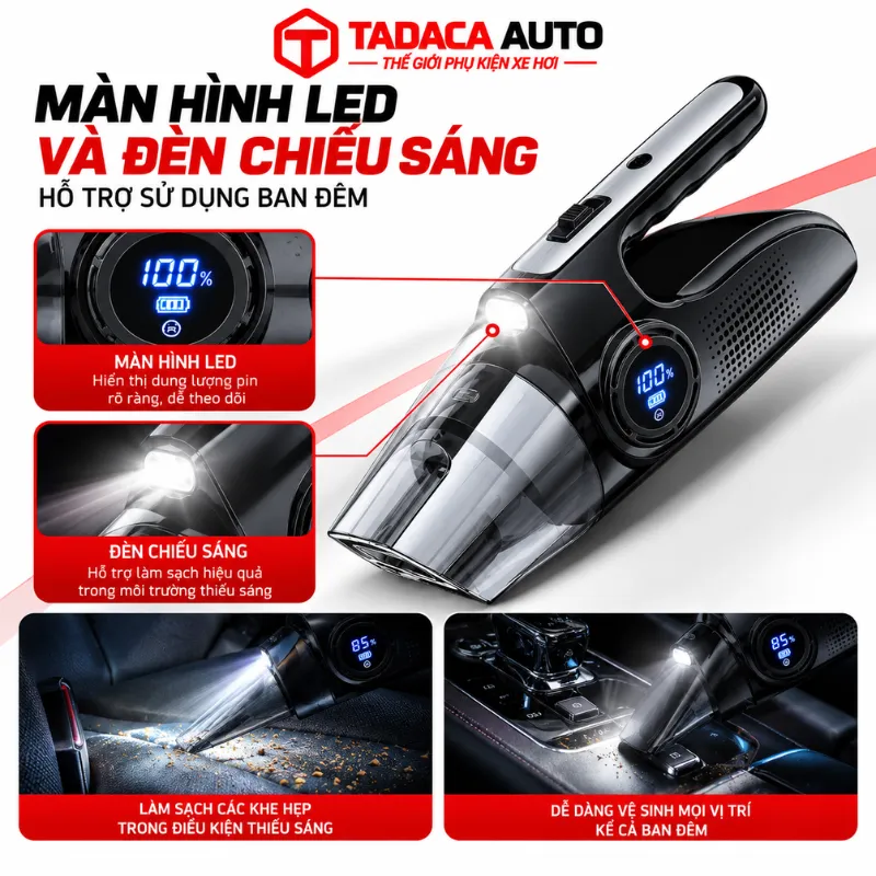 Màn hình LED và đèn chiếu sáng hỗ trợ sử dụng ban đêm