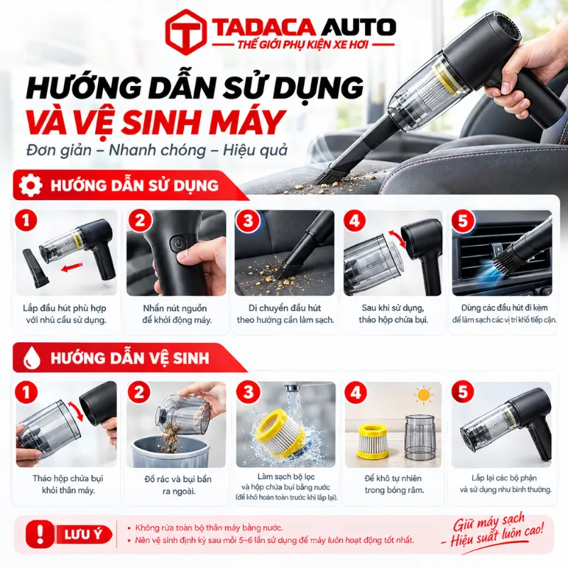 Hướng dẫn sử dụng máy hút bụi cầm tay Baseus AT Car