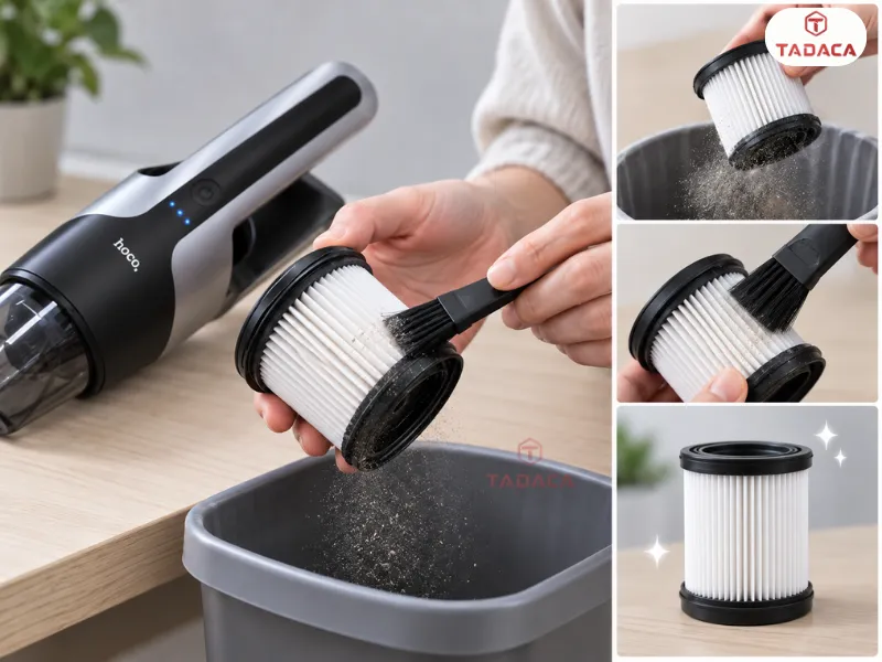Vệ sinh khô máy hút bụi hoco ph16