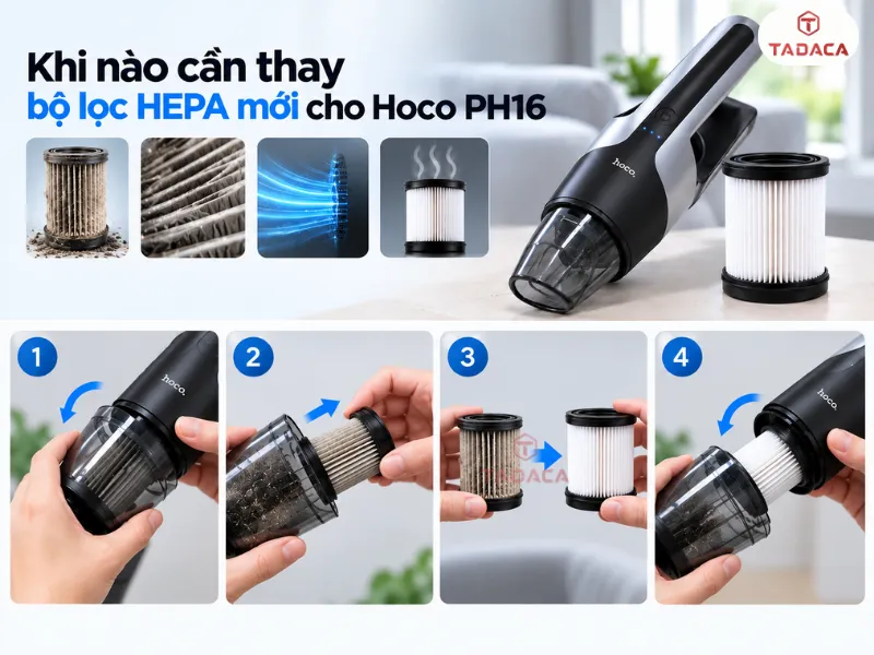 Khi nào cần thay bộ lọc HEPA mới cho Hoco PH16 và cách thay
