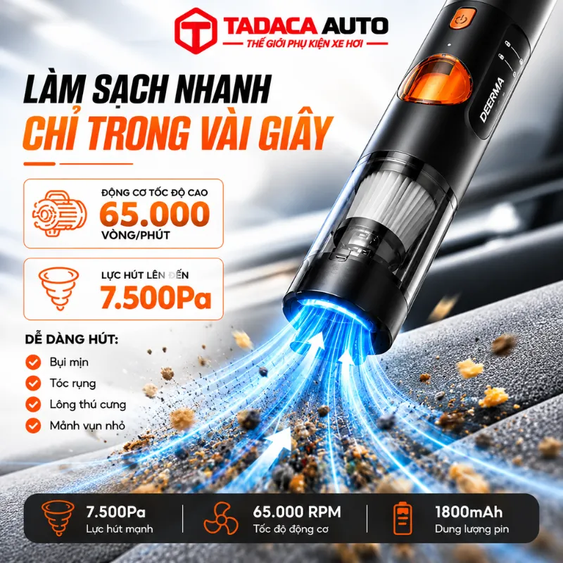 Lực hút 7.500Pa mạnh mẽ