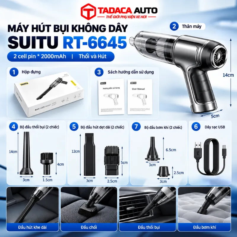 Thông tin sản phẩm máy hút bụi không dây Suitu ST-6645