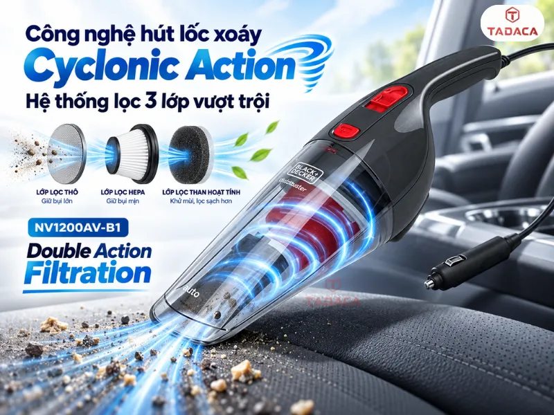 Công nghệ hút lốc xoáy Cyclonic Action và hệ thống lọc 3 lớp vượt trội