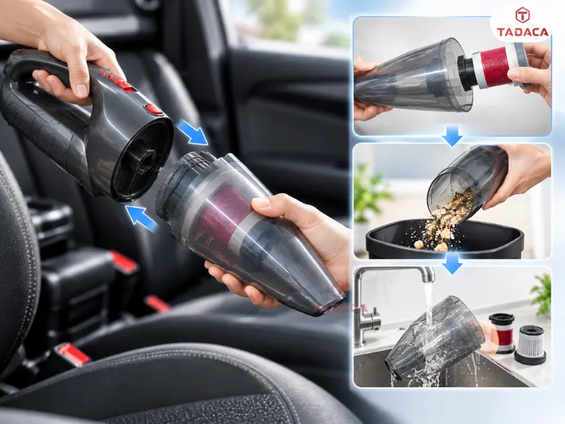 Hộp chứa bụi dễ tháo và vệ sinh sau mỗi lần sử dụng