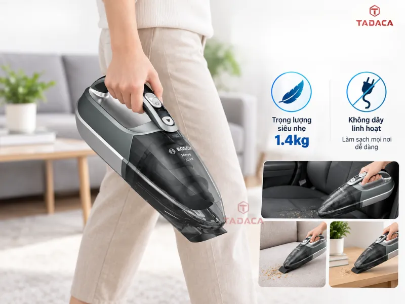 Thiết kế cầm tay không dây linh hoạt, trọng lượng siêu nhẹ 1.4kg